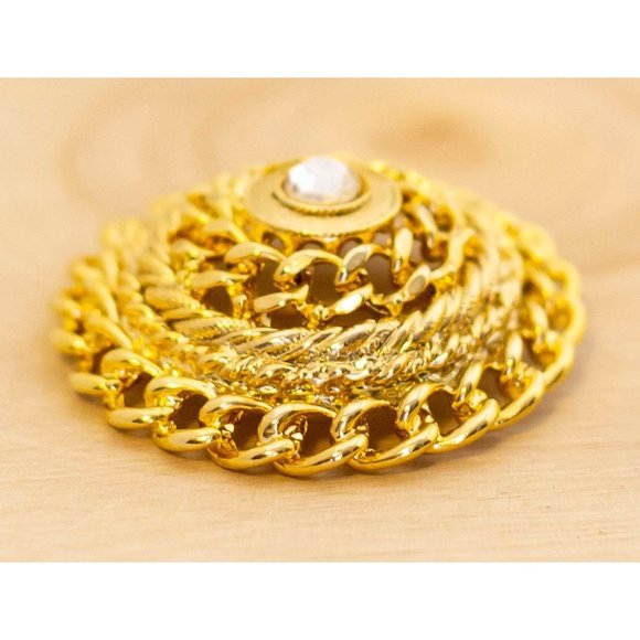 Golden Chain Circle Vintage Brooch - BC1 - Picture 2 of 3